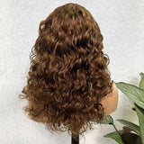 Curly P4/27 Brown Blonde Highlight Wigs Transparent Lace Frontal Wig 100% Human Hair