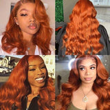 #350 Ginger Orange Colored Wig Body Wave Lace Front Human Hair Wigs