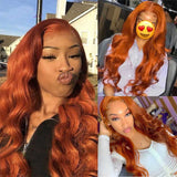 #350 Ginger Orange Colored Wig Body Wave Lace Front Human Hair Wigs