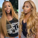 Honey Brown Wig Wavy Human Hair Wigs