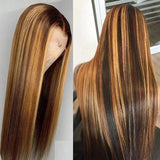 P4/27 Honey Blonde Highlight Wig Brazilian Straight Human Hair Wigs