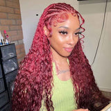 Wine Red 99J Deep Curly Burgundy Wig 360 Transparent Lace Frontal Human Hair Wigs