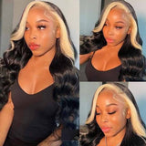 Blonde/Brown/Pink Skunk Stripe Wig Highlights Body Wave HD Lace Human Hair Wigs