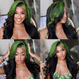 Blonde/Brown/Pink Skunk Stripe Wig Highlights Body Wave HD Lace Human Hair Wigs
