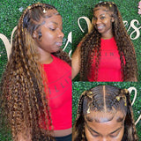 Brown Highlights 360 Lace Frontal Wig Deep Curly Human Hair Wigs