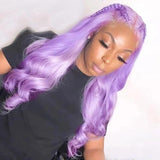 Lavender Purple Wig Body Wave HD Lace Front Wigs 100% Human Hair