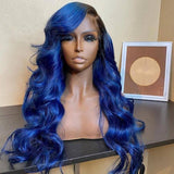Wet & Wavy Blue Lace Front Human Hair Wigs