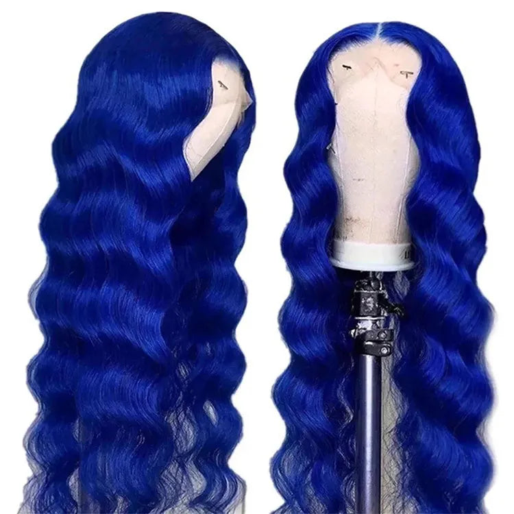 Wet & Wavy Blue Lace Front Human Hair Wigs