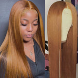 #30 Medium Auburn Brown Lace Front Wigs Brazilian Straight Virgin Human Hair Wig