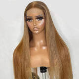 #30 Medium Auburn Brown Lace Front Wigs Brazilian Straight Virgin Human Hair Wig