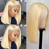 613 Light Blonde Bob Wig HD Transparent Lace Front Human Hair Wigs
