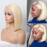 613 Light Blonde Bob Wig HD Transparent Lace Front Human Hair Wigs