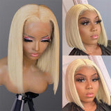 613 Light Blonde Bob Wig HD Transparent Lace Front Human Hair Wigs