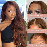 #4 Chocolate Brown Wig Body Wave Transparent Lace Human Hair Wigs