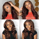 #4 Chocolate Brown Wig Body Wave Transparent Lace Human Hair Wigs