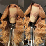 Honey Brown Wig Wavy Human Hair Wigs