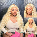 613 Light Blonde Wig Loose Deep Wave Crimped Lace Human Hair Wigs