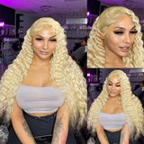 613 Light Blonde Wig Loose Deep Wave Crimped Lace Human Hair Wigs