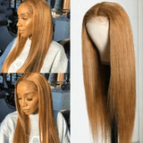 #27 Honey Blonde Lace Front Wigs Brazilian Straight Human Hair Wigs
