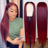 Wine Red Burgundy Lace Front Wig Straight Human Hair