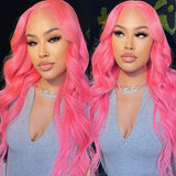 Pink Body Wave HD Lace Front Human Hair Wigs