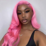 Pink Body Wave HD Lace Front Human Hair Wigs