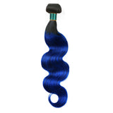 Ombre Blue Human Hair Weave Bundles with Dark Roots 1pc Only