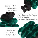 Ombre Green Human Hair Weave 3 Bundles Deals with Dark Roots