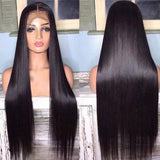 Straight Lace Front Wig Human Hair Pre-plucked Brazilian Closure Wig 180% Density