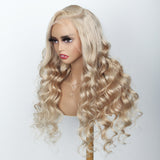 Tea Milk Ash Blonde HD Lace Wigs 3D Body Wave Human Hair Wigs