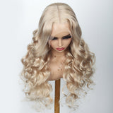 Tea Milk Ash Blonde HD Lace Wigs 3D Body Wave Human Hair Wigs