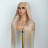 Ash Blonde Wig Bone Straight Transparent HD Lace Wigs 100% Human Hair