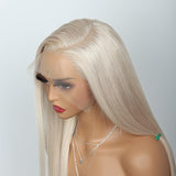 Ash Blonde Wig Bone Straight Transparent HD Lace Wigs 100% Human Hair