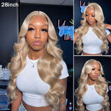 Milk Tea Ash Blonde Wigs With Curtain Bangs Wig Body Wave Human Hair Wigs