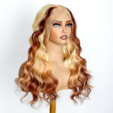 Reverse Blonde Brown Ombre Wig Body Wave HD Lace Frontal Human Hair Wigs