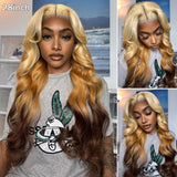 Reverse Blonde Brown Ombre Wig Body Wave HD Lace Front Human Hair Wigs