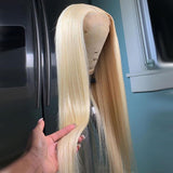 Blonde Human Hair Wig Long Colored #613 Lace Front Wig