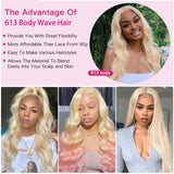 Blonde Wavy Wig Human Hair 613 Long Colored Lace Front Wigs