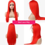 Bright Orange Human Hair Wig Long Colored Lace Front Wig