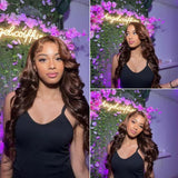 #4 Chocolate Brown Wig Body Wave Transparent Lace Human Hair Wigs