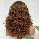 Curly P4/27 Brown Blonde Highlight Wigs Transparent Lace Frontal Wig 100% Human Hair