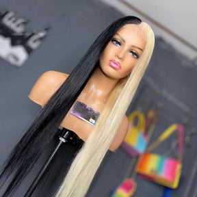 Split Color Lace Front Wig 100% Human Hair Wig