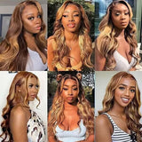 P4/27 Wavy Highlights Gluless Air Wigs 100% Human Hair