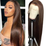 Chocolate Brown 360 Lace Frontal Wigs Straight Human Hair Wig