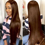 Chocolate Brown 360 Lace Frontal Wigs Straight Human Hair Wig