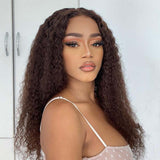 Chocolate Brown Wig Kinky Curly 360 Transparent Lace Frontal Human Hair Wigs