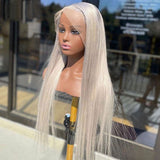 Ash Blonde Wig Bone Straight Transparent HD Lace Wigs 100% Human Hair