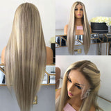 Brown Blonde Balayage Body Wave Wigs HD Transparent Lace Human Hair Wig