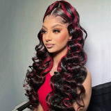 Red Highlight Wig Body Wave Lace Frontal Human Hair Wigs