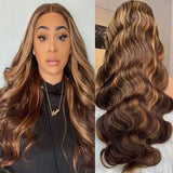 P4/27 Wavy Highlights Gluless Air Wigs 100% Human Hair